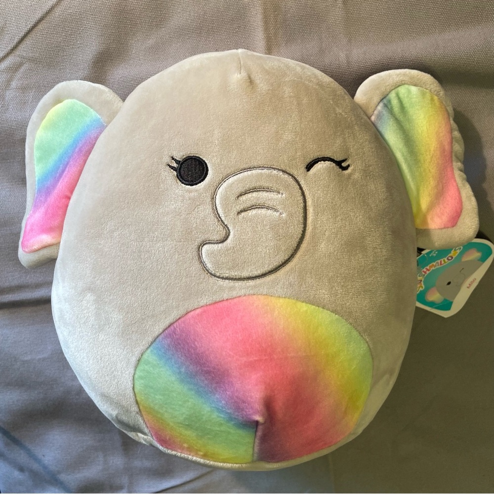 Squishmallows Mila The Elephant Gray & Rainbow Stuffed Animal 8" Plush Pride NWT